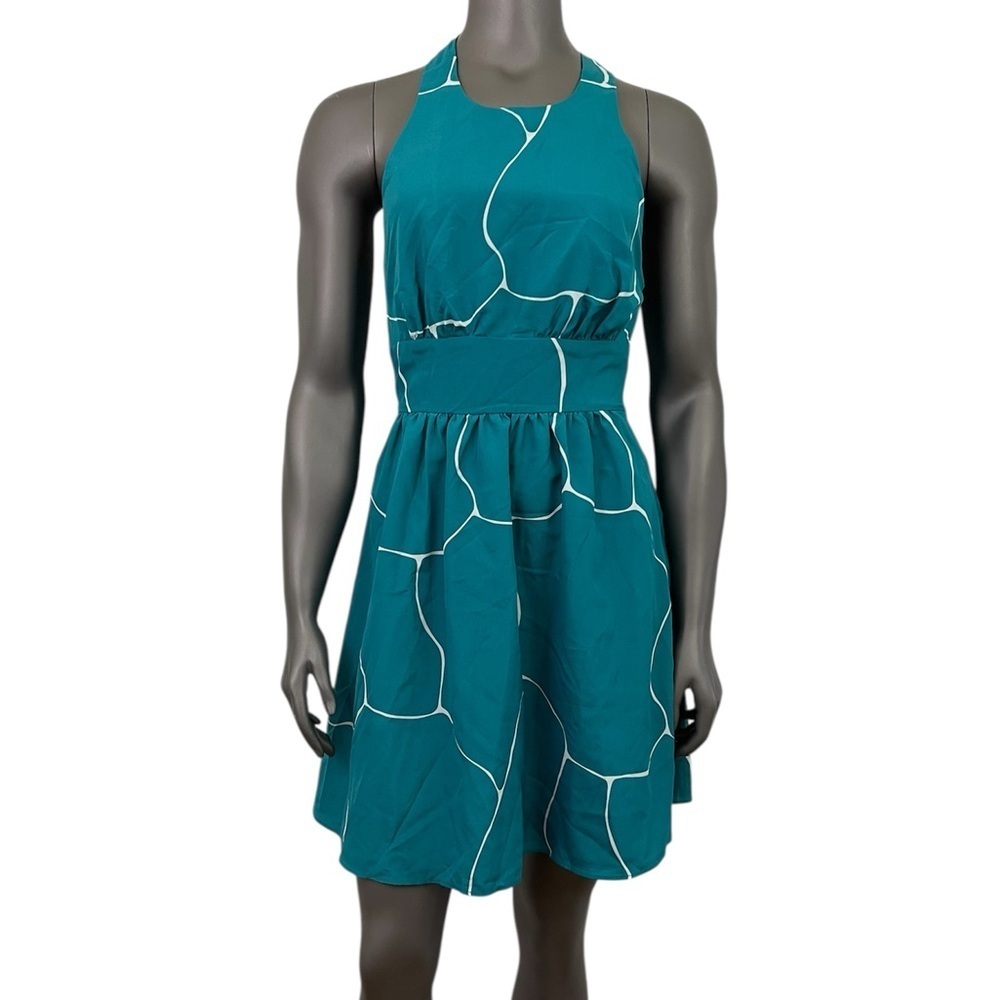 Susana Monaco Halter Dress‎ Women 6 Blue Mini Fit & Flare Party Short - Picture 2 of 11